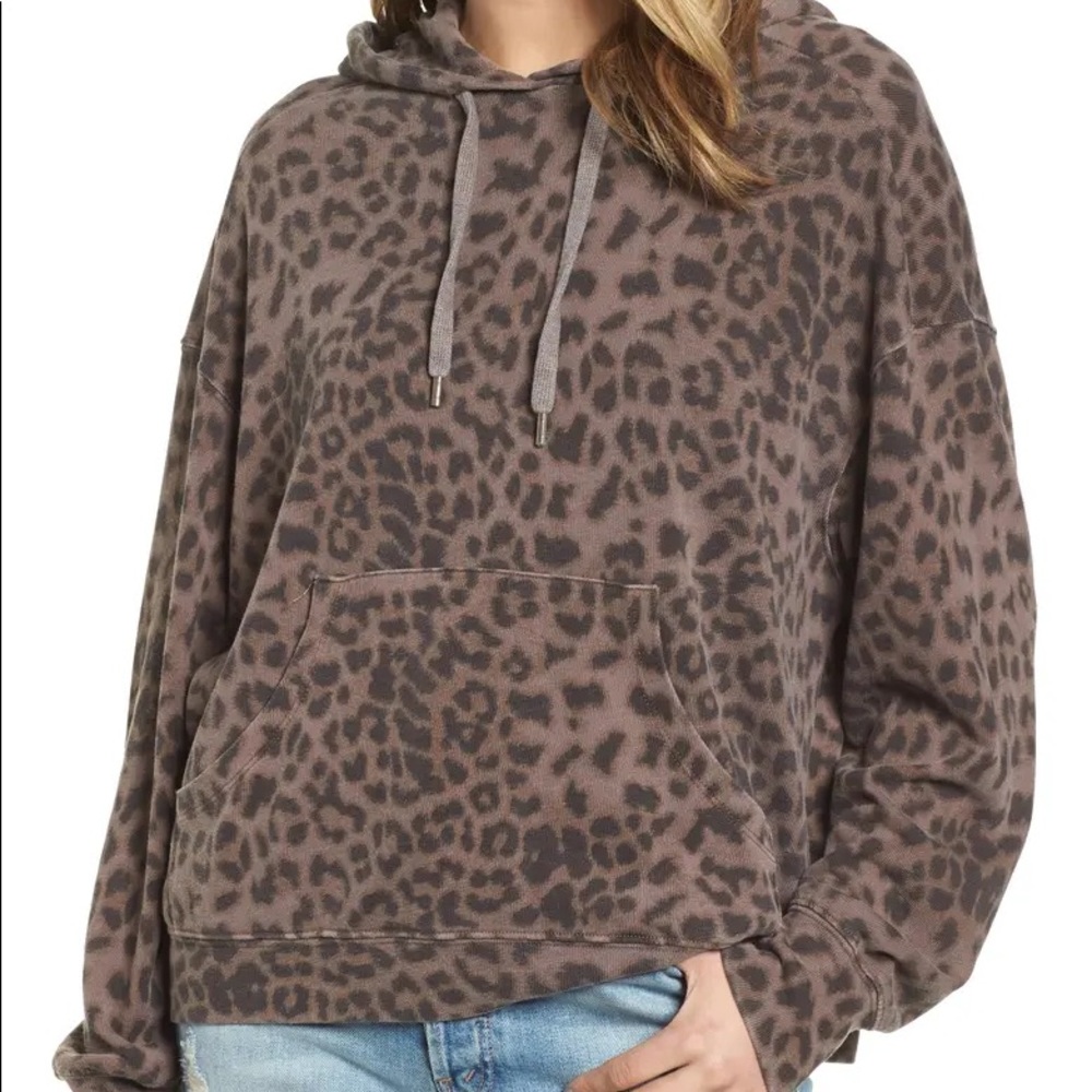 Leopard Print Hooded Sweatshirt In Pigment Mink